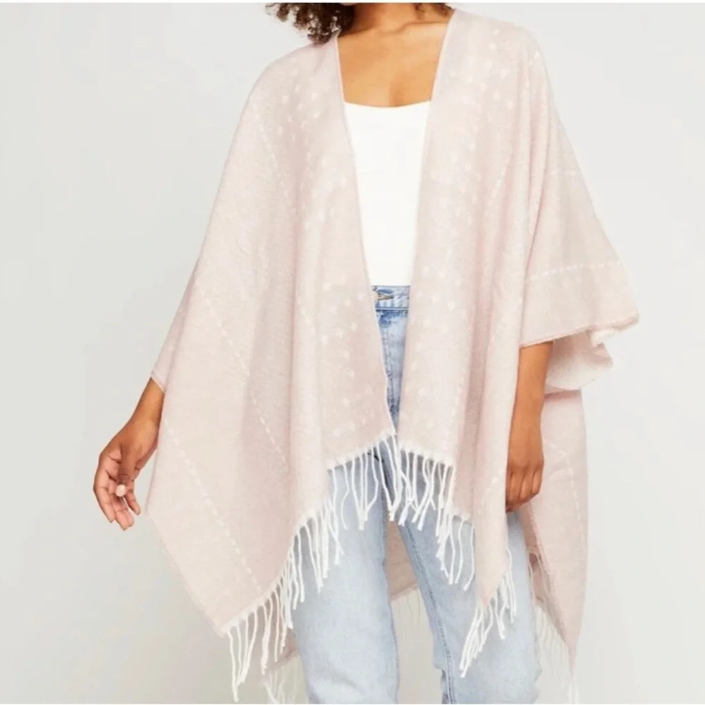 Gentle Fawn Hermosa kimono cover up cozy shawl shrug blush and pink NWT